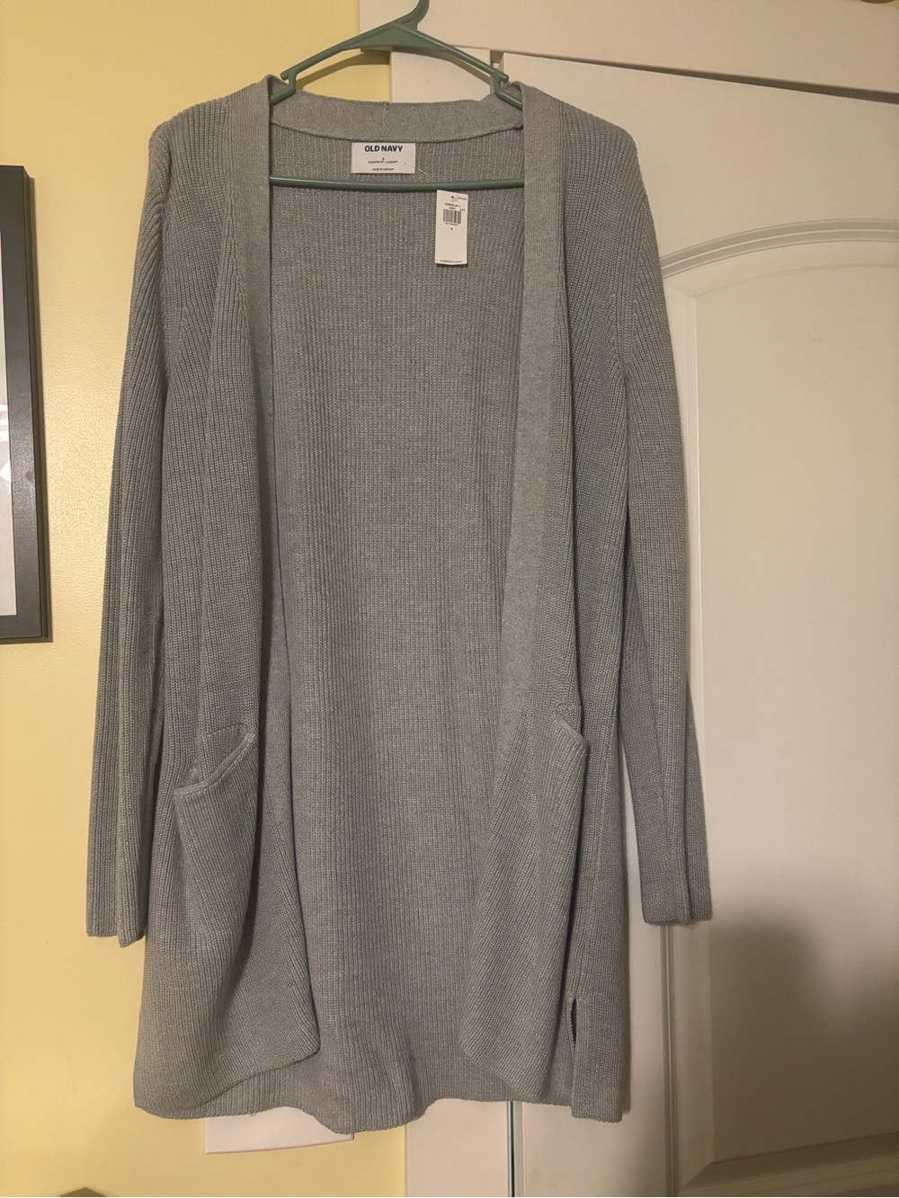 Old Navy Women's Light Gray Ribbed Open Cardigan with Pockets